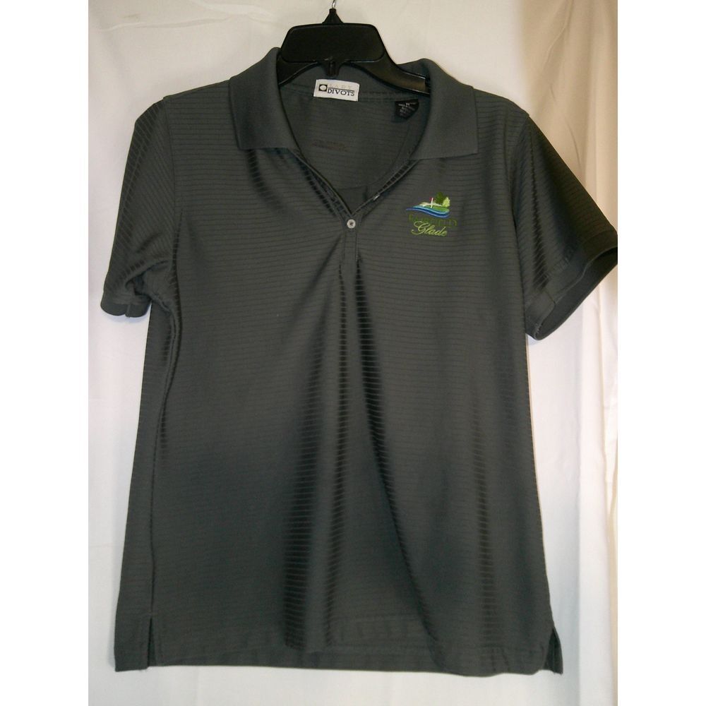 Lady Divots Dark Gray Golf Polo Shirt w/Embroidered Logo Performance Wear‎ M
